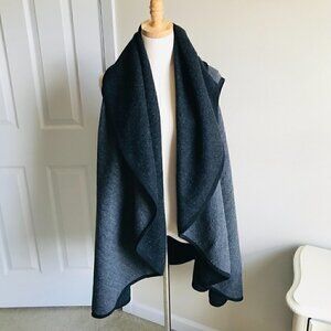 Anthropologie Open Front Long Draped Sleeveless Cape Cardigan Dark Gray One Size